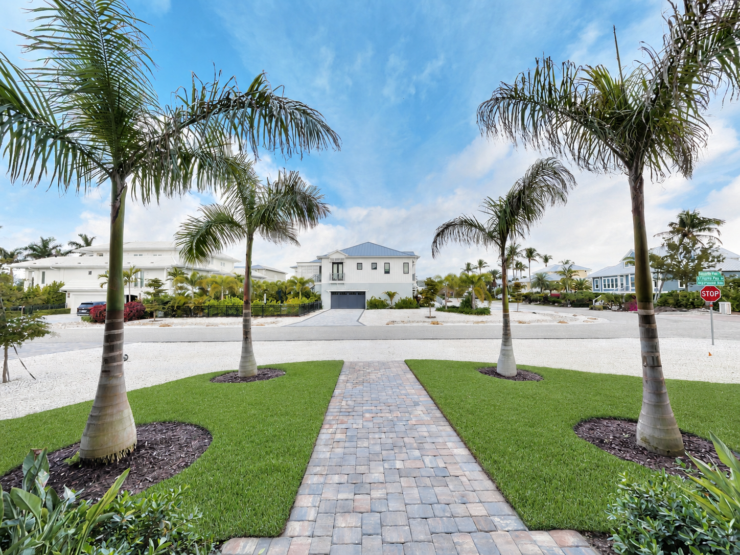 Lawn enhancement before and after for a real estate exterior photo after